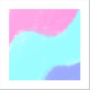 Pink sky blue purple watercolor art Posters and Art